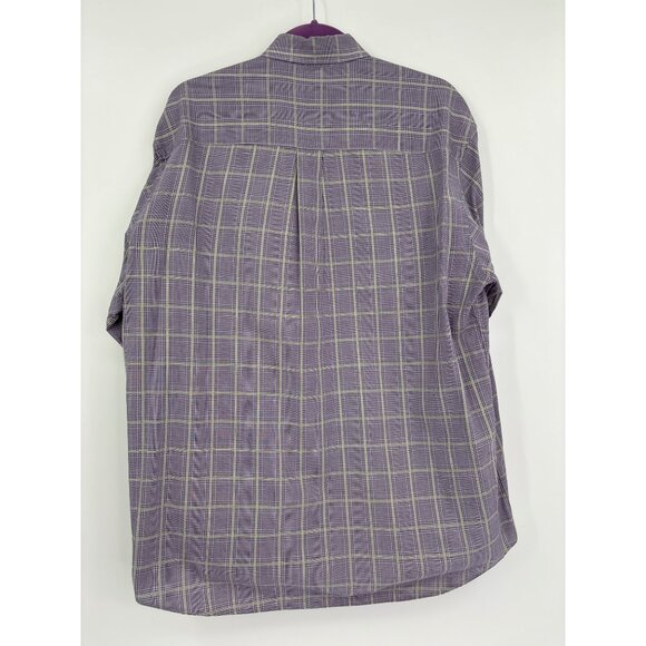 Alan Flusser Mens Plaid Button Down Long Cotton Sleeve Shirt Purple Large - Picture 3 of 4